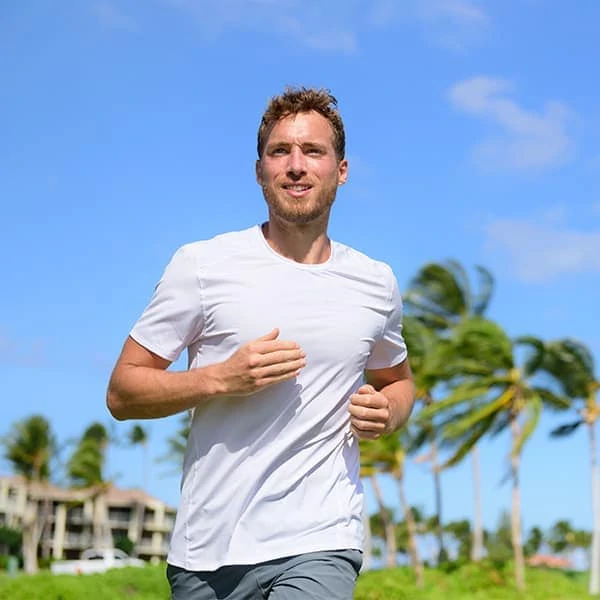 Man in recovery staying active and building independence after sober living