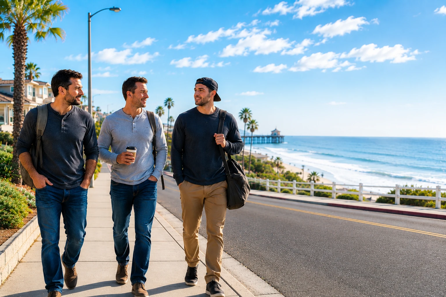 Men engaged in structured daily routine at By the Sea Recovery sober living in San Marcos